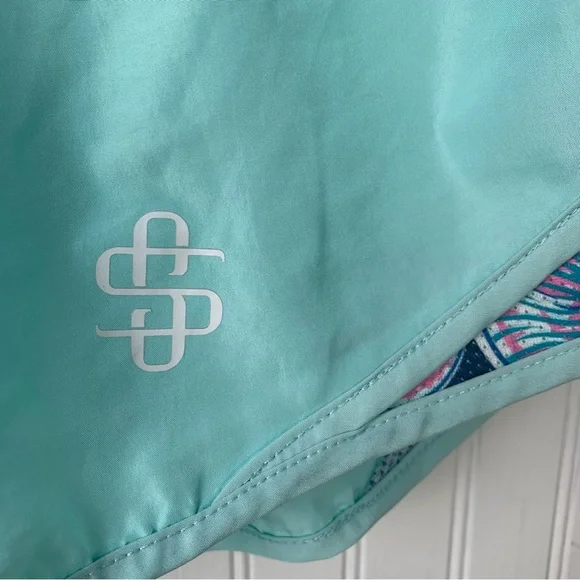 Simply Southern Blue Athletic Shorts with Curved Hems - Picture 4 of 7